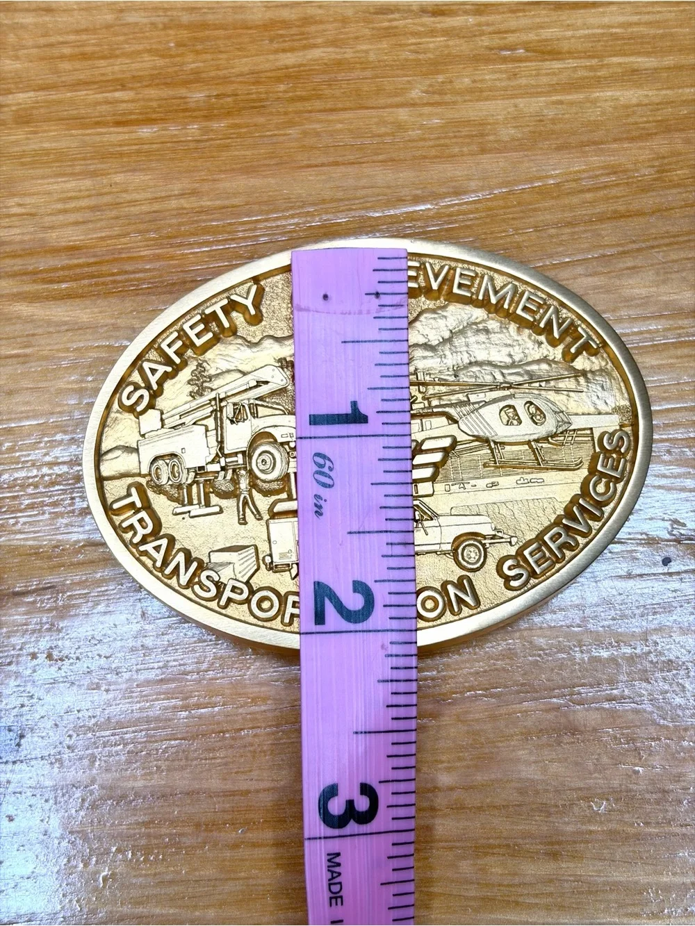 Safety Achievement Transportation Service Belt Buckle Josten Gold Brass Vintage